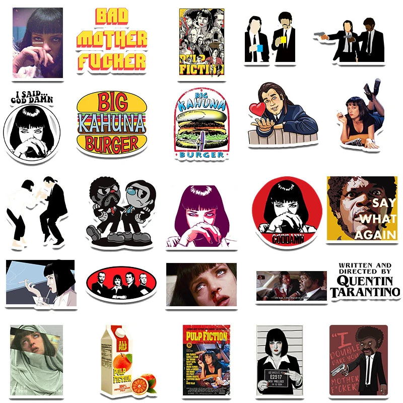 Pegatinas de pel&iacute;cula cl&aacute;sica Pulp Fiction para casco de coche, caja de regalo DIY, guitarra, cuaderno, pat&iacute;n, etc., 10/30/50 unids/paquete-3