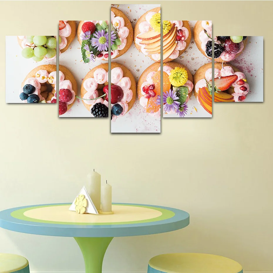 5 шт. плакаты с фруктами и десертами принты вкусная еда модульная Картина на