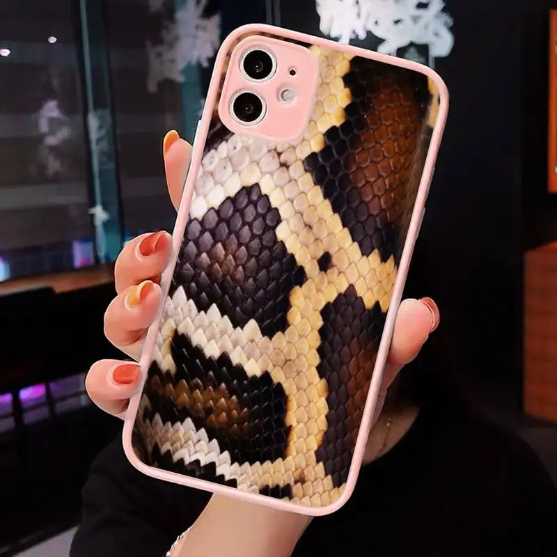

fashion Colorful Gold Snake Skin Phone Case Matte Transparent for iPhone 7 8 11 12 s mini pro X XS XR MAX Plus cover funda