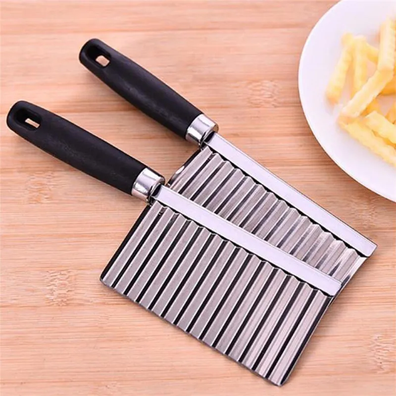 

Potato French Fry Cutter Stainless Steel Serrated Blade Slicing Vegetable Fruits Slicer Wave Knife Chopper Kitchen Accessories
