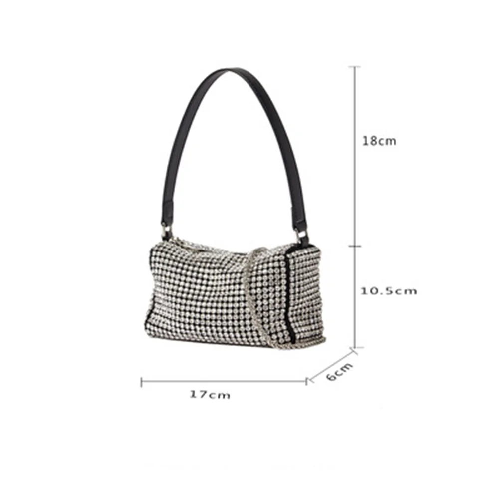 

Leather handbags handmade underarm bag trendy shoulder messenger rhinestone bag full rhinestone handbag