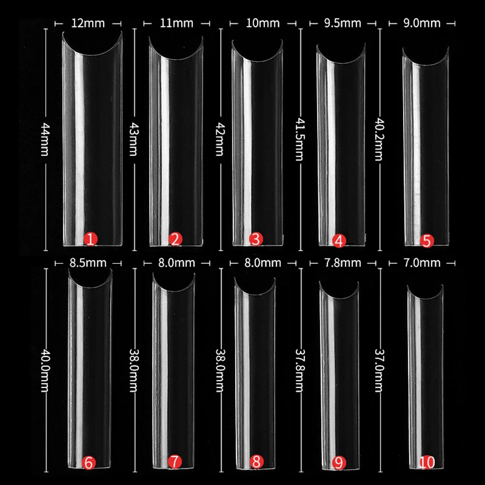 

500x Extra Long C Curve Tapered Square False Nail Tips Acrylic Half Cover Tip