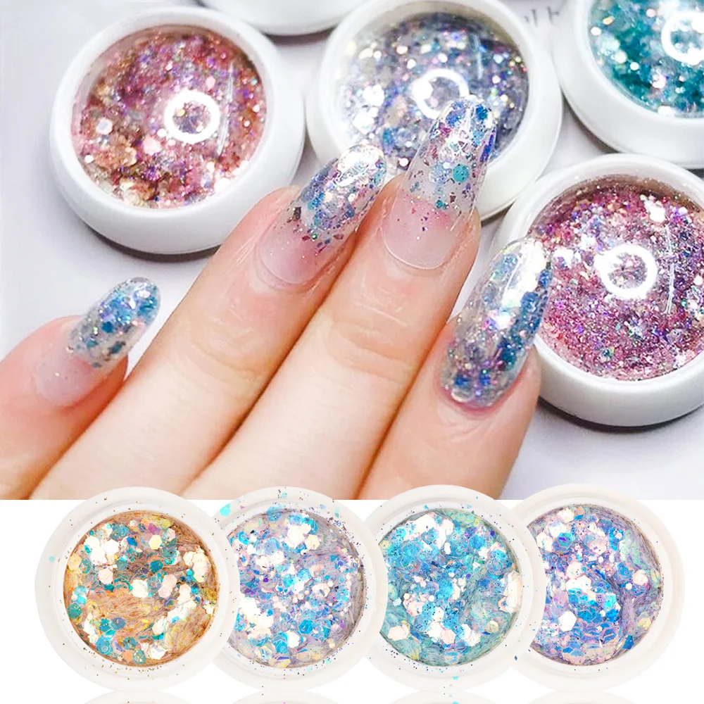 

Yayoge Nail Art Sequins Set Colorful Fingertip Decorations Eye Makeup Sequins Acrylic Decorating DIY Manicure Art Decorations