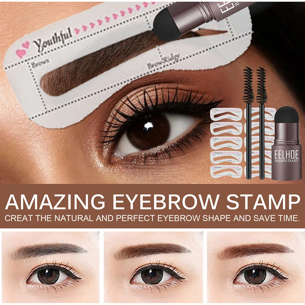 STYTON Eyebrow Stencil Kit One Step Brow Stamp Shaping Kit Magic Brow Stencil Waterproof Lasting Natural Color Eye Makeup Tools