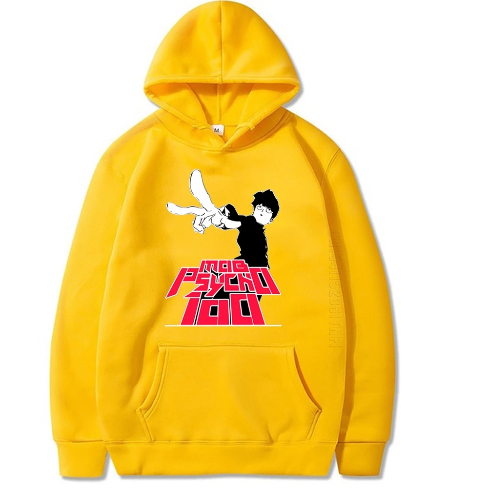 

Mob Psycho 100 Split Face Hoodie New Authentic Fashion Designer Streetwear Anime Men Long Sleeve Hip Hop Tees Yellow