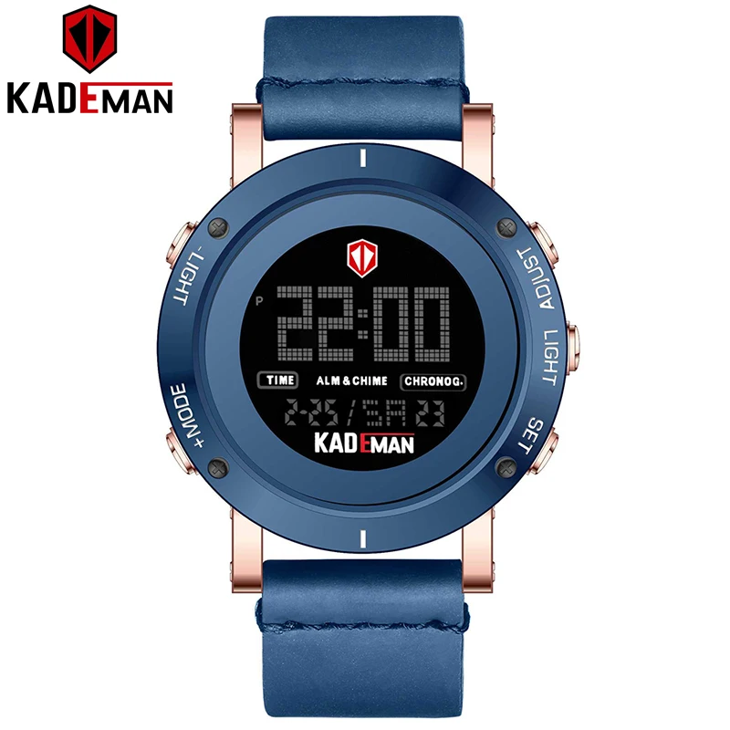 Blue Gold Black KADEMAN Роскошные брендовые модные мужские часы Роскошные Аналоговые Цифровые Военные Спортивные СВЕТОДИОДНЫЙ водонепроницаемые наручные часы Relogio Masculino K010 - Цвет: Blue Gold Black