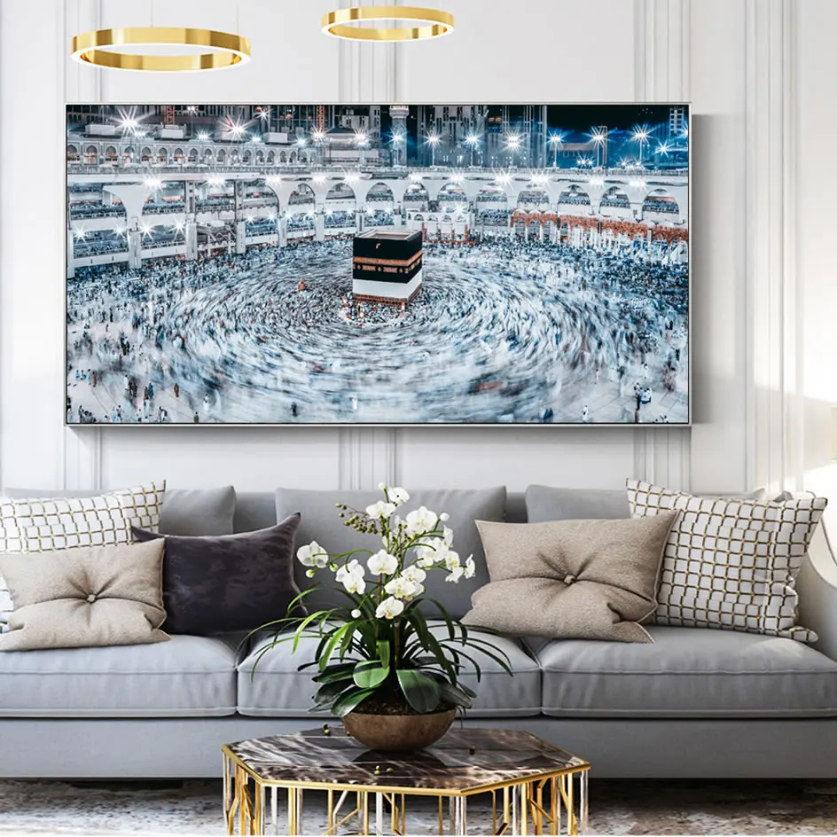Современные ислам настенные художественные картины городской пейзаж в Мекке