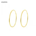 VOJEFEN настоящие 18k золотые ювелирные изделия (желтые, розовые) большие кольца серьги женские серьги с бесплатной доставкой подарки (диаметр: 30 мм50 мм)