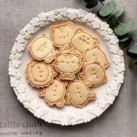 9pcsset animal shape biscuit mold piggy tiger rabbit cat puppy bear pattern cookie cutter stamp home diy cake decoration tools
