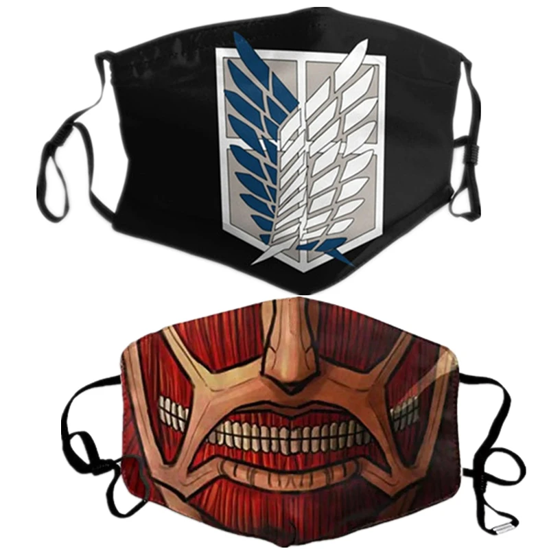 

Anime Attack on Titan Scout Regiment Legion Levi Ackerman Cosplay Face Mask Dustproof Adult Masks Filter Washable
