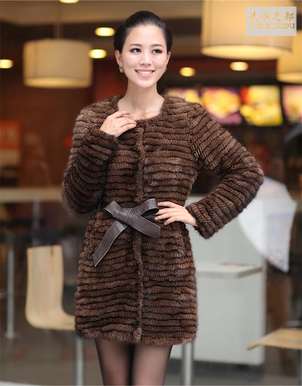 ZDFURS* Горячая Распродажа, вязаный норковый шуба, зимнее модное меховое пальто, длинное стильное