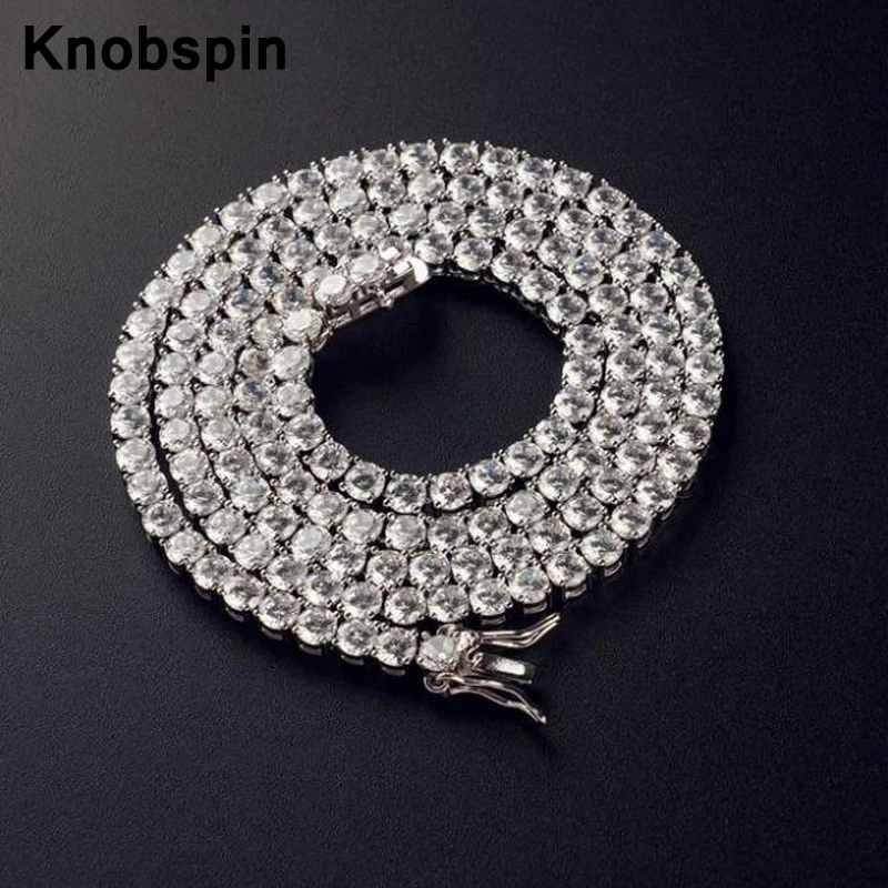 

Knobspin 3/4/5mm 5A Zircon Full-Diamonds Charming Copper Necklaces Fine Jewelry For Woman Anniversary gift