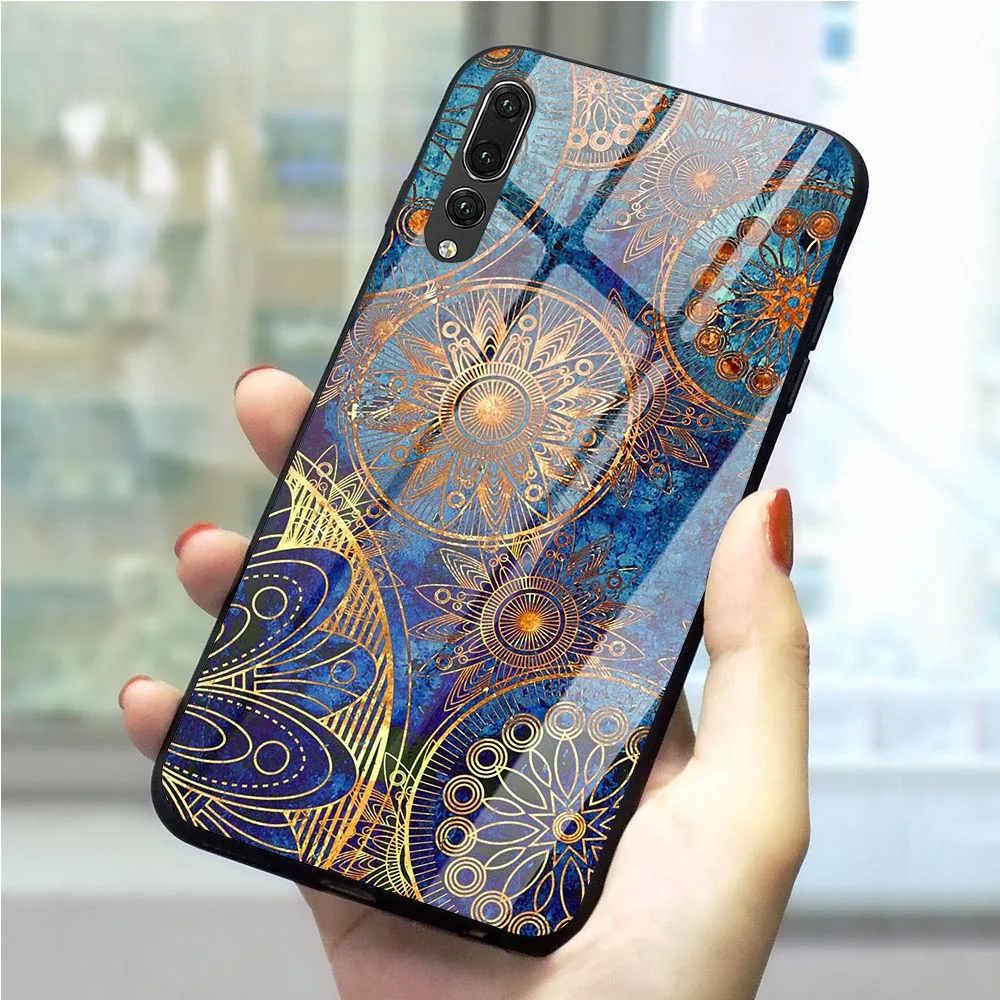 Сапфировое Нефритовое витражное стекло мандалы чехол для телефона huawei Honor 10 Lite чехол 9 7A P10 P20 P30 PRO P Smart mate 20 Lite стекло