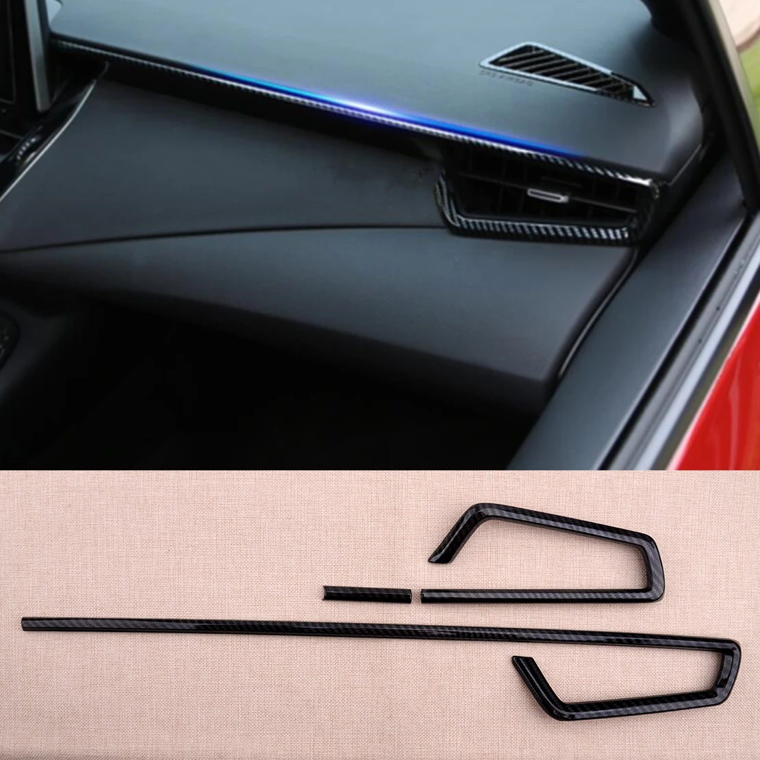 

1Set Carbon Fiber Style Interior Air Vent Outlet Frame Cover Trim Fit for Toyota NEW Corolla 2020