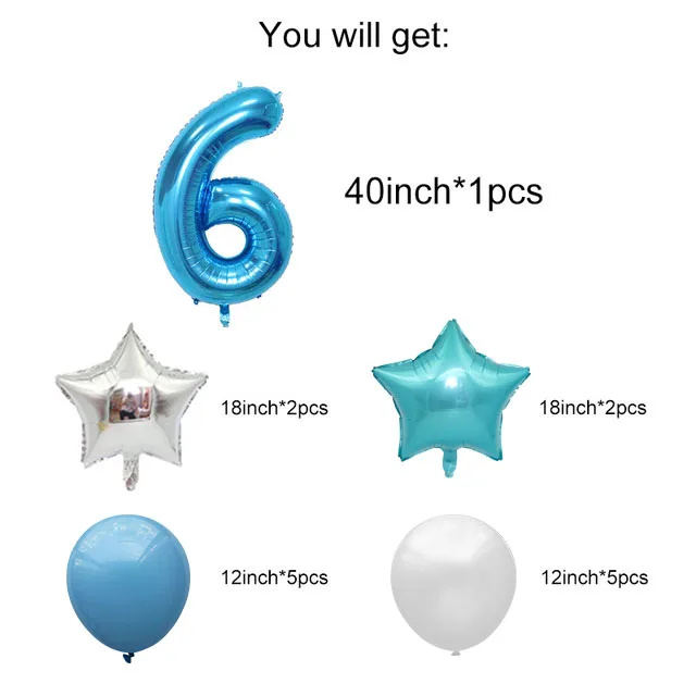 Same as picture Воздушный шар на 1 день рождения, 1 год, с цифрами, на 1, 2, 3, 4, 5, 6, 7 лет, украшение на день рождения, для маленьких мальчиков и девочек - Цвет: Same as picture