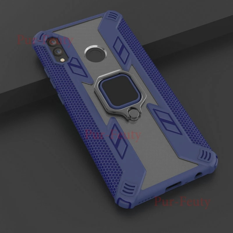 Темно-синий Чехол для huawei Honor 10 Lite HRY-LX1 HRY-LX2 Силиконовый Броня бампер противоударный чехол для Honor10 Lite HRY LX1 LX2 металлическое кольцо - Цвет: Темно-синий