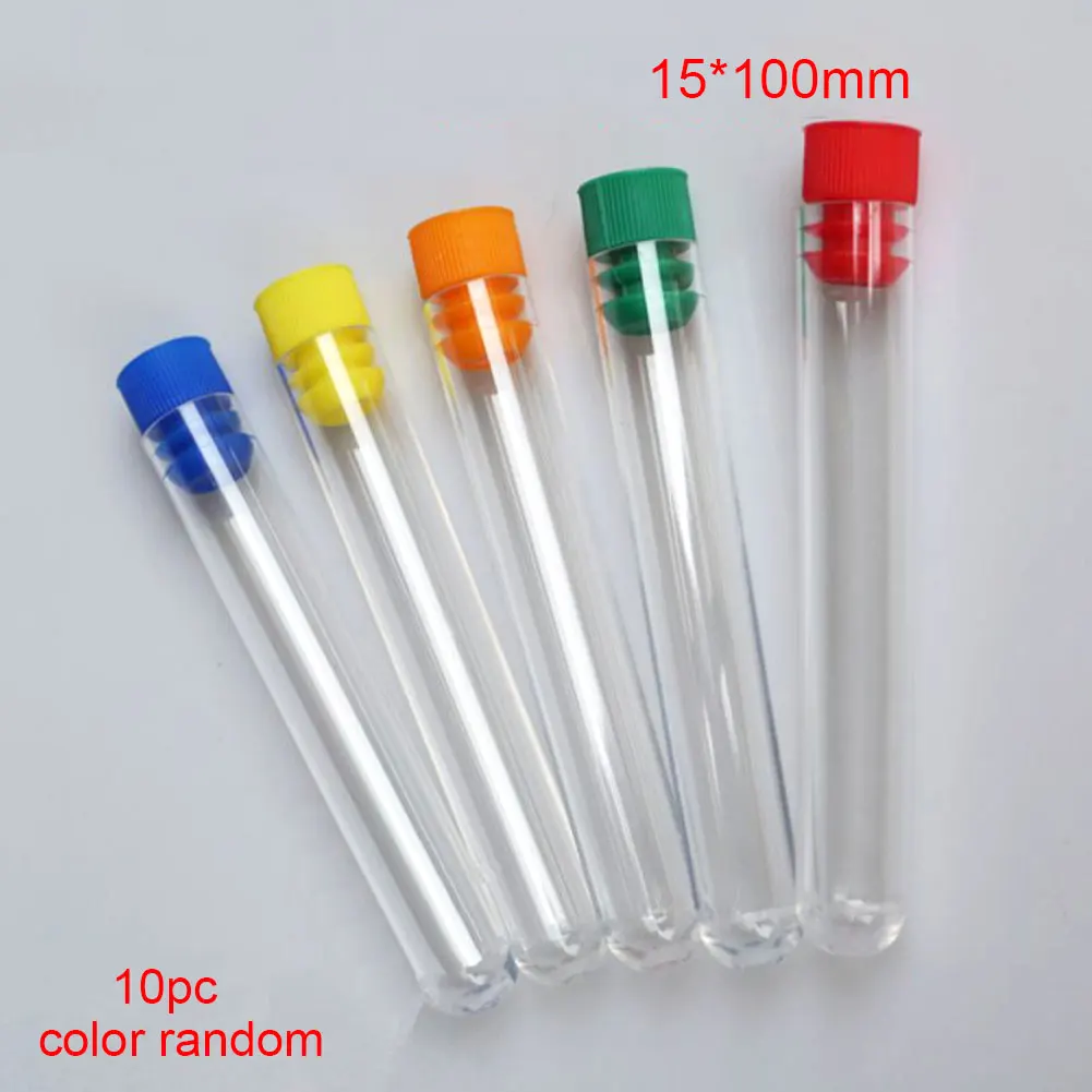 

10pcs Clear Lab Test Environmental Plastics Bottle Multifunctions Disposable Tube Hardness Container With Cap