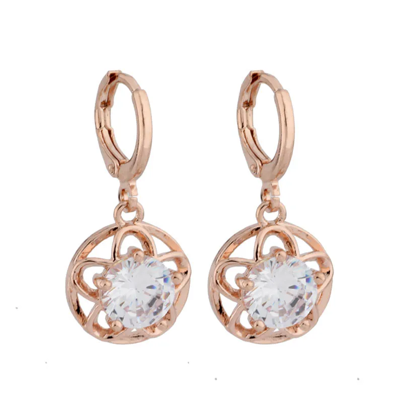 

New Trend Round Zircon Drop Earrings 585 Rose Gold Earring Women Simple Fine Fashion Jewelry Earrings 2021 Trend