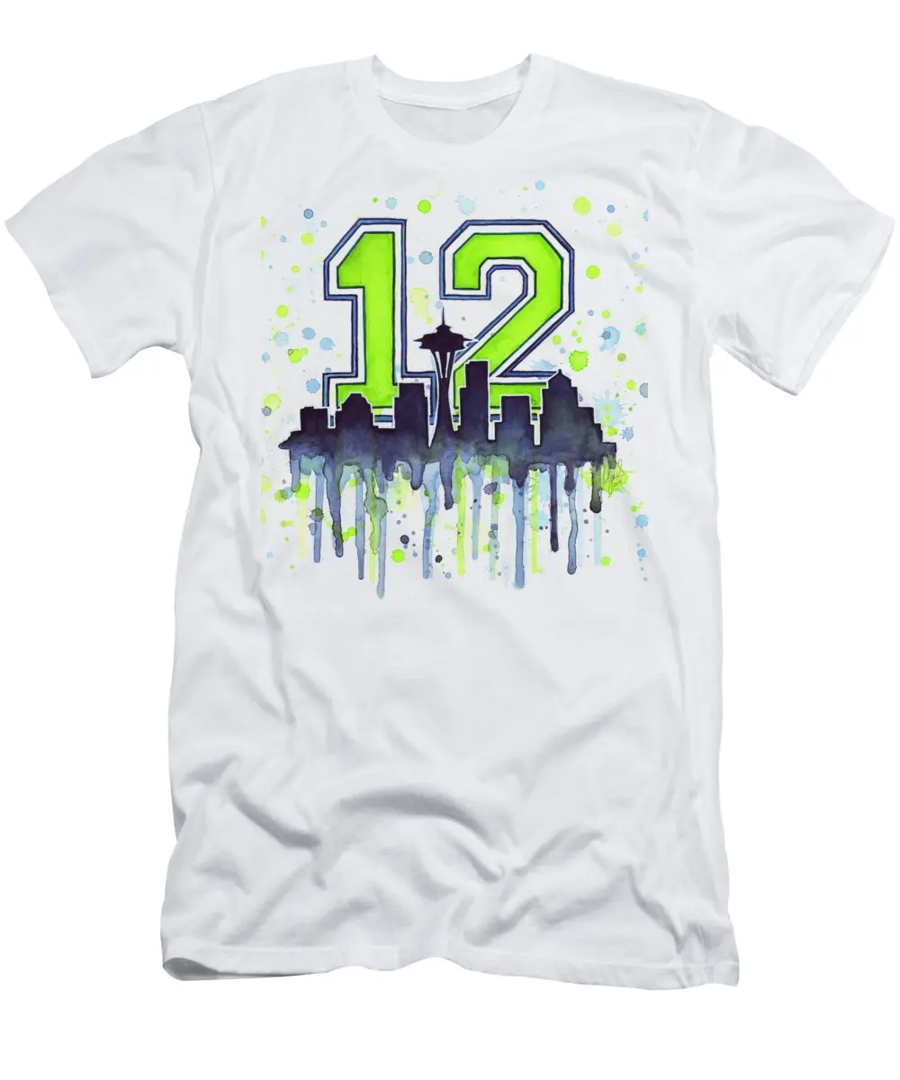 Модная футболка стильные крутые Seattle Seahawks 12th человек Artby Ольга Shvartsur Для мужчин