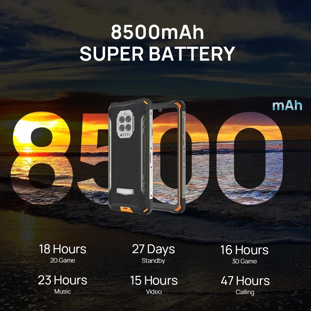 DOOGEE S86 IP68/IP69K Mobile Phone 6GB+128GB 8500mAh 6.1inch Super Battery Smartphone NFC Android10 Octa Core Cellphone