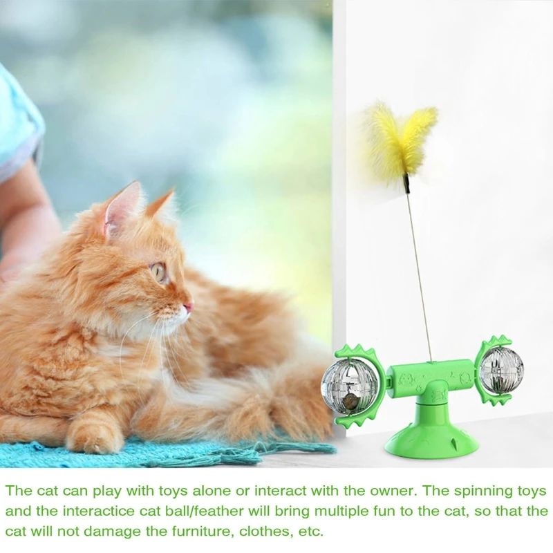 

Funny Tickle Toy Whirling Windmill Catnip with Feather Interactive Puzzle