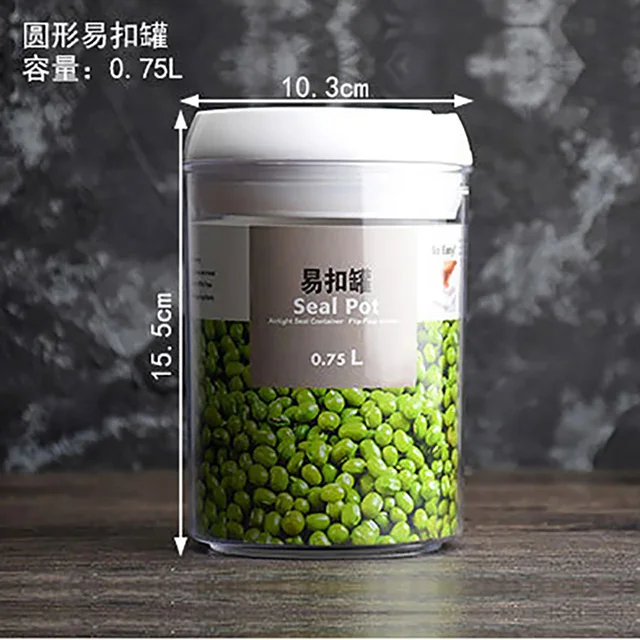Round0.75L Контейнер для хранения пищевых продуктов, пластиковый ящик для хранения на кухне, многозерновой контейнер для хранения, прозрачные Герметичные банки, легко застегиваются, мультиемкость - Цвет: Round0.75L