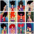 Картина с абстрактным изображением девушки, цветов, волос