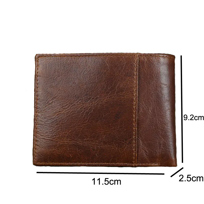 Handmade Leather Wallets For Man High Quality Vintage Male Short Wallet Oil Cow Leather ID Name Card Holder Driver License Cover