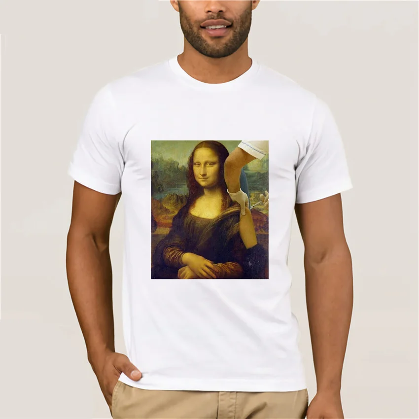 

Футболка с надписью «получить вакцину» Мона Лиза, повседневные хлопковые футболки, топы художника «защищает себя», футболка, забавная одеж...