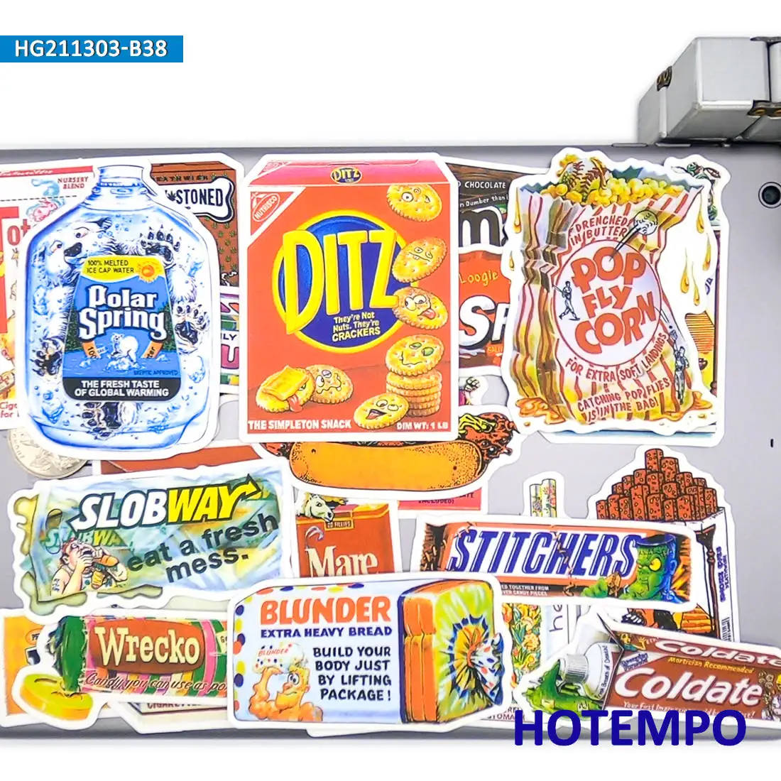 38PCS Snack Drink Food Spoof Outer Packing Stickers Retro Graffiti Art Decals for Phone Laptop Skateboard Motorcycle Car Sticker - купить по