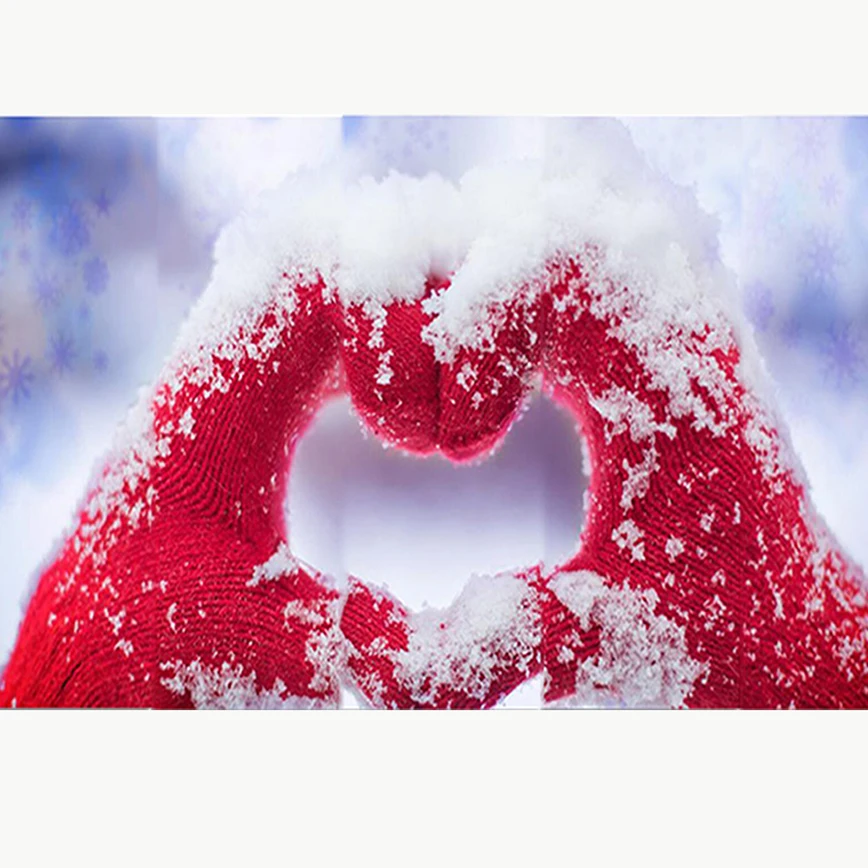 Полноразмерная картина из квадратных страз 5D красные перчатки &amp love DIY Алмазная