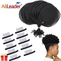alileader sl ponytail net 1 5pcs hairnet wig cap for making ponytail afro puff bun net weaving cap wig making tool round square