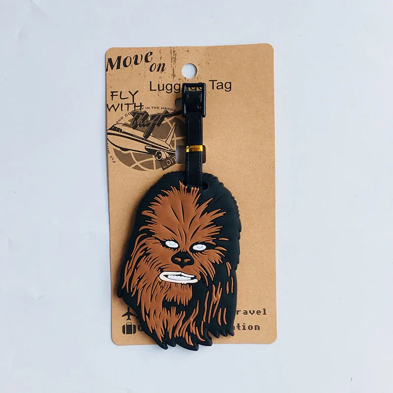 Звездные войны черный рыцарь ПВХ брелок Wookiees Штурмовик персонализированные мягкие резиновые багажные бирки посадочный талон сумка бирки Висячие - Цвет: 1