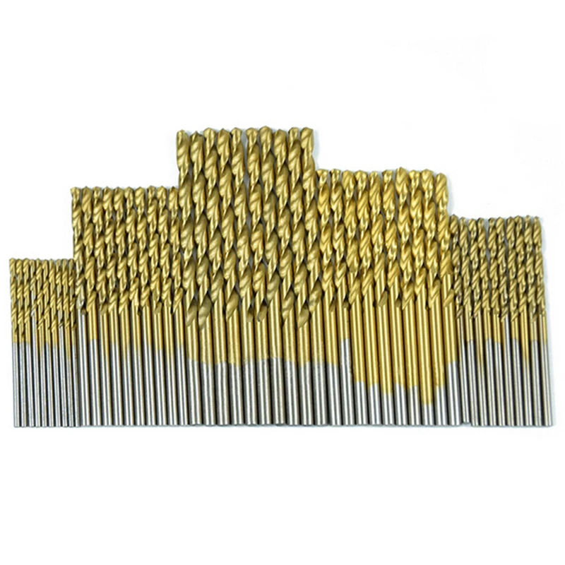 50 шт. набор сверл с титановым покрытием HSS высокоскоростные стальные сверла