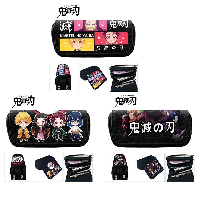 

2020 Anime Demon Slayer Kimetsu No Yaiba Kamado Tanjirou Pencil Case Cute Canvas Zipper Pencil Bag Pencil Box kids Stationery