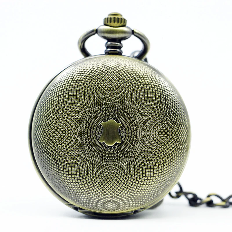 Exquisite Carved Pattern Double Opening Mechanical Pocket Watch Retro Steampunk Manual Winding Men's Clock Gift with Chain