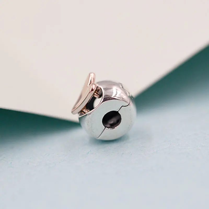 

Freehand Heart Clip Charm 925 Sterling Silver With Rose Heart Clip Beads Charms Fit Bracelets DIY Women Valentine's Gift Jewelry