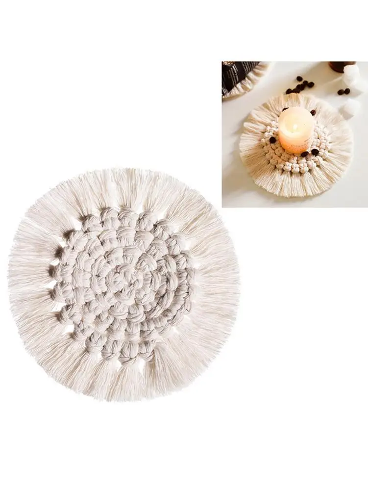 Хлопковая веревка меховой тканый коврик для обеденного стола Теплоизоляционный