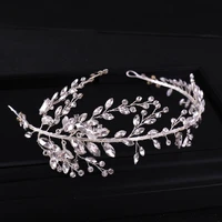 new leaf rhinestone headband bride handmade crystal headband headdress wedding dress accessories silver head buckle wedding hair