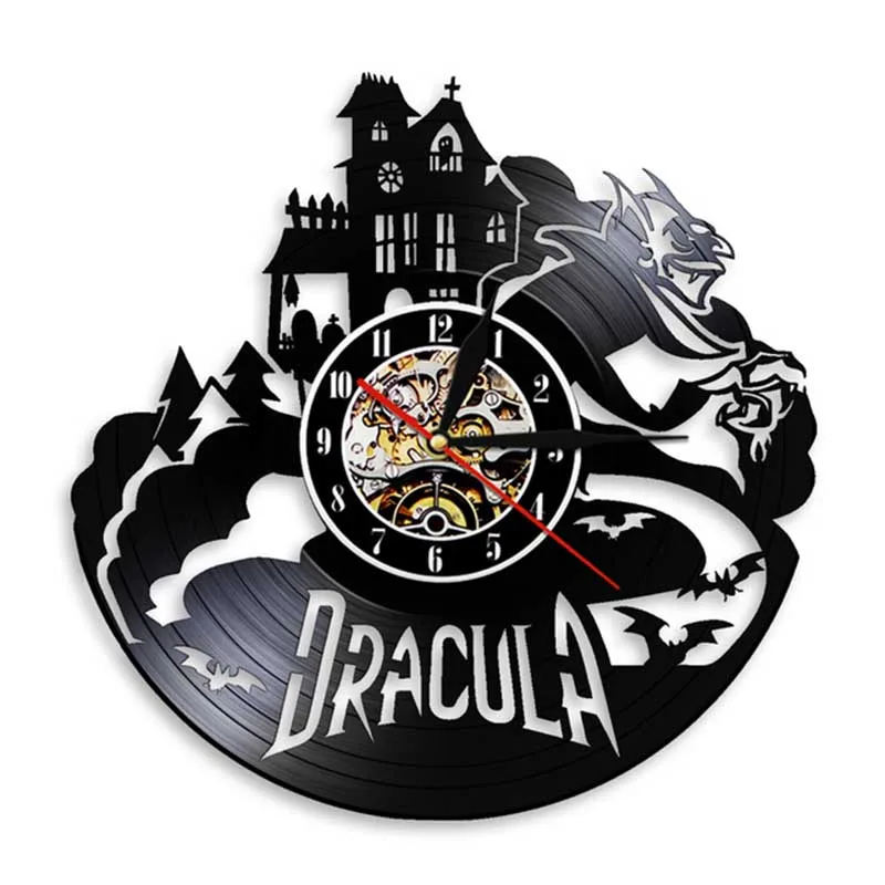 

Dracula The Blood Drinking Count Inspired Vinyl Album Re-purposed Record Clock Vampire Halloween Artwork Decor Clock Wall Watch