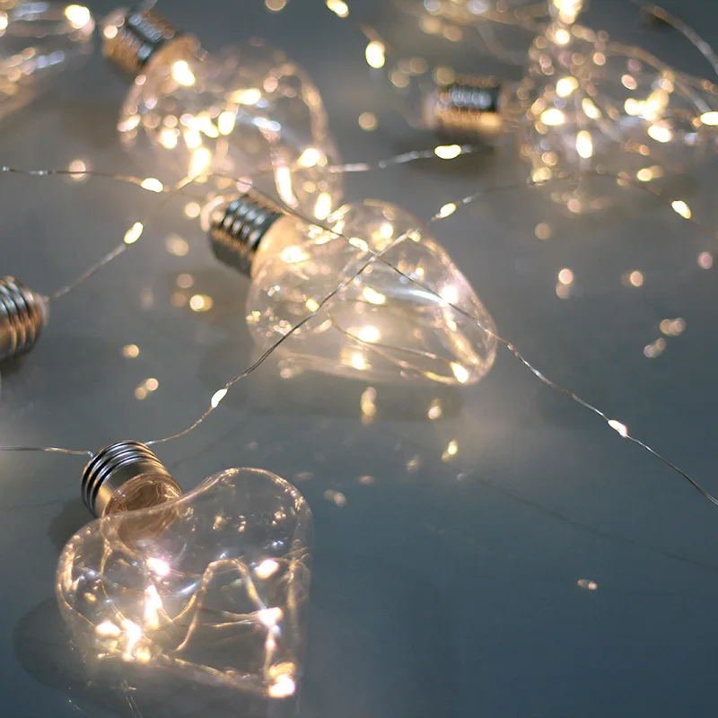 Светодиодный сказочный 9 см прозрачный с сердцем лампочка батарея гирлянда 3M