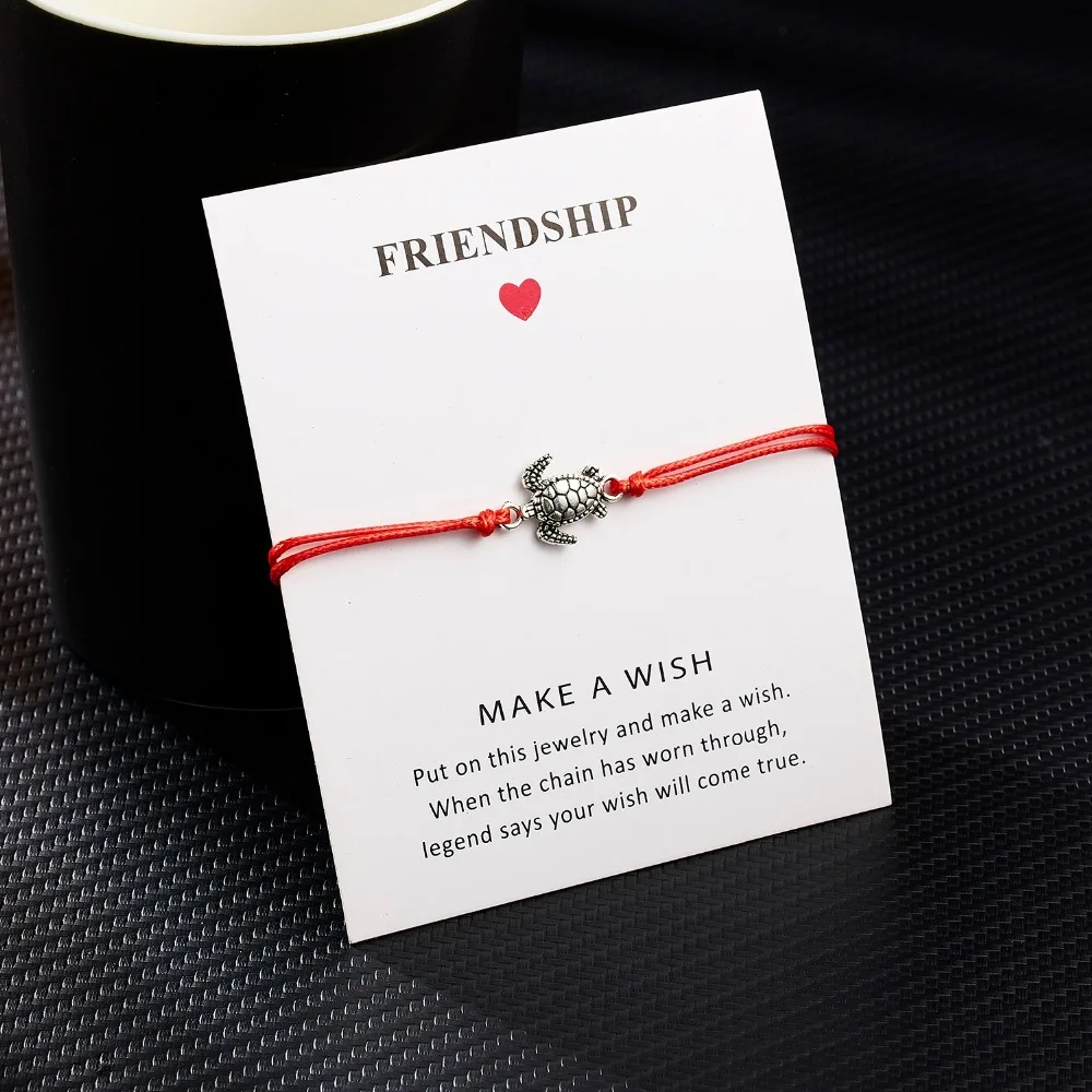 Belleper Make a Wish/Friendship/Mom Love Card Turtle Adjustable Fashion High Quality Bracelet Charm Female New Unique Jewelry