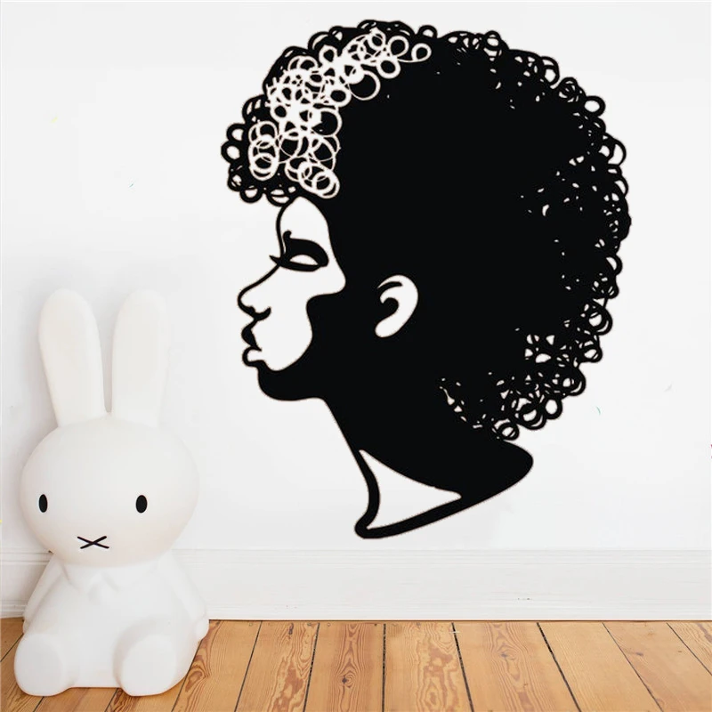 

Vinyl Sexy Woman Africa Wall Decal Window Sticker decor Beauty Salon Face African style Afro American Decals decoration HQ408