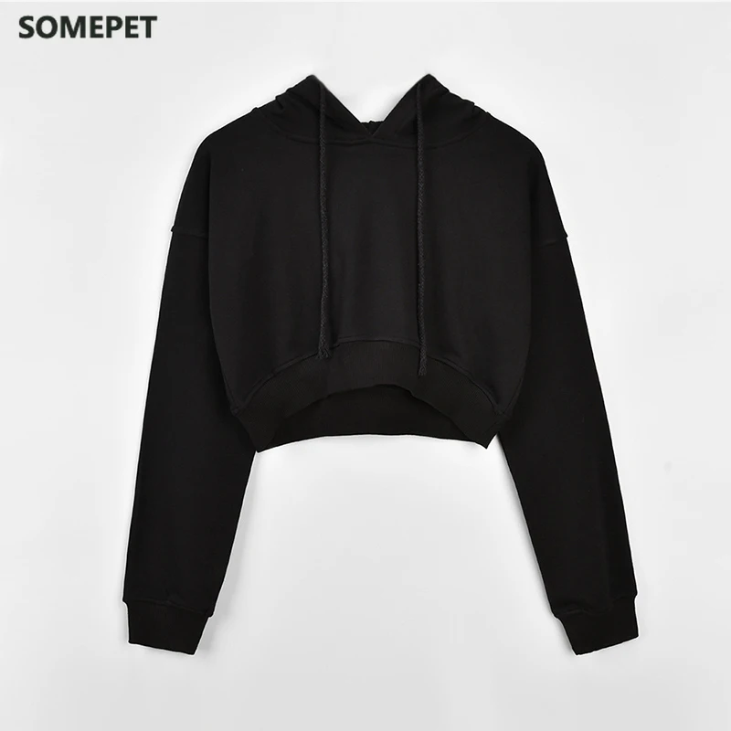 

Solid Gray Hooded Crop Top Women's Sweatshirt Long Sleeve Lace Up Women Hoodies Sexy Autumn Fashion Female Clothes