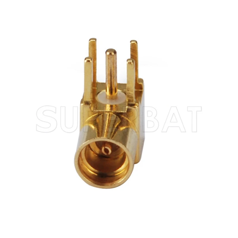 Superbat MMCX Female thru hole Right Angle PCB Mount with Solder Post RF Coaxial Connector