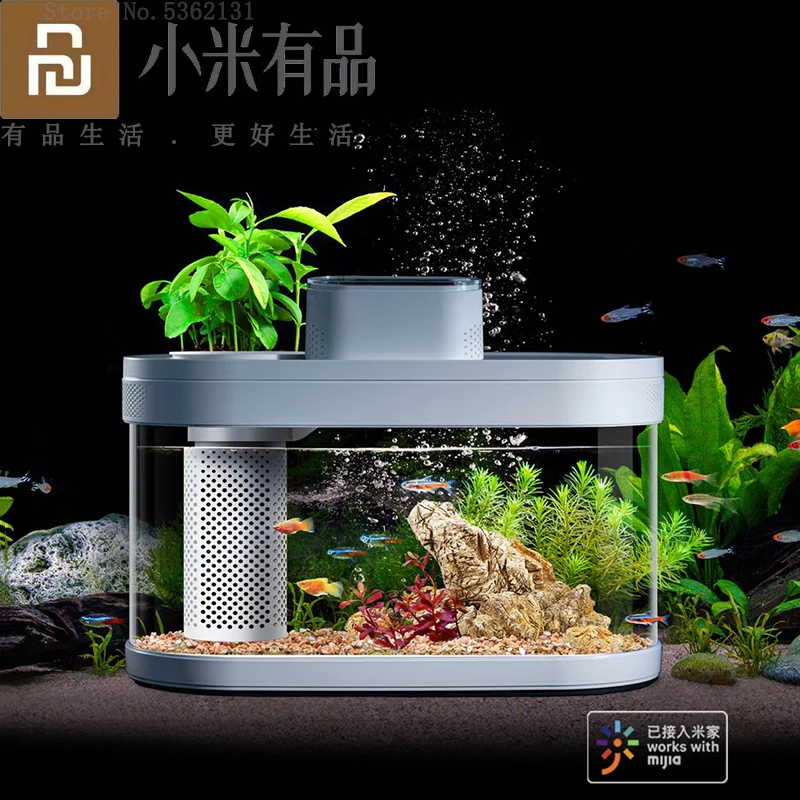 

Youpin Amphibious Ecological Lazy Fish Tank Pro Work With Mijia APP Automatic Timing Feeding AI Smart Lighting With Water Filter