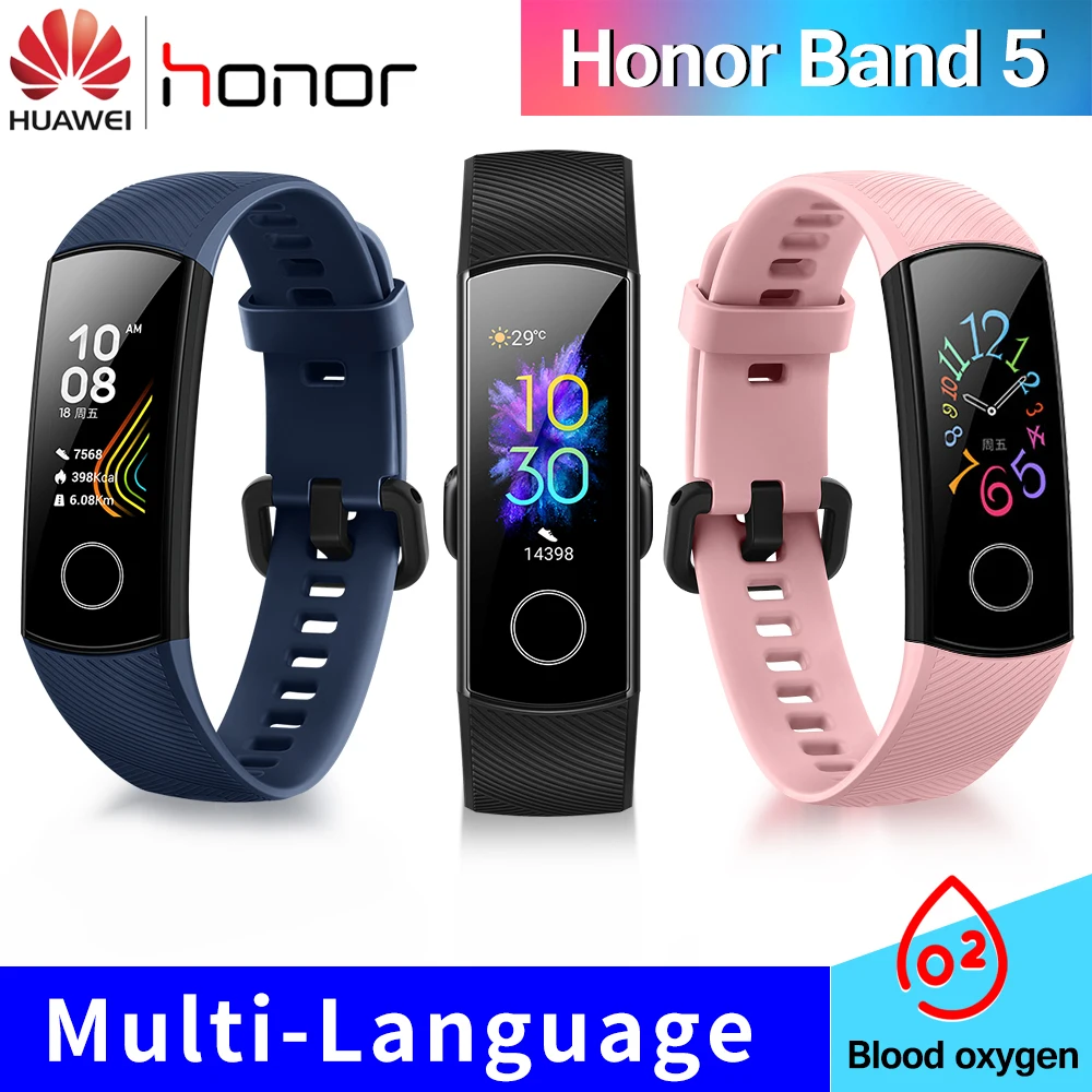 Фитнес-трекер Huawei Honor Band 5 браслет глобальная версия кислорода в крови Смарт