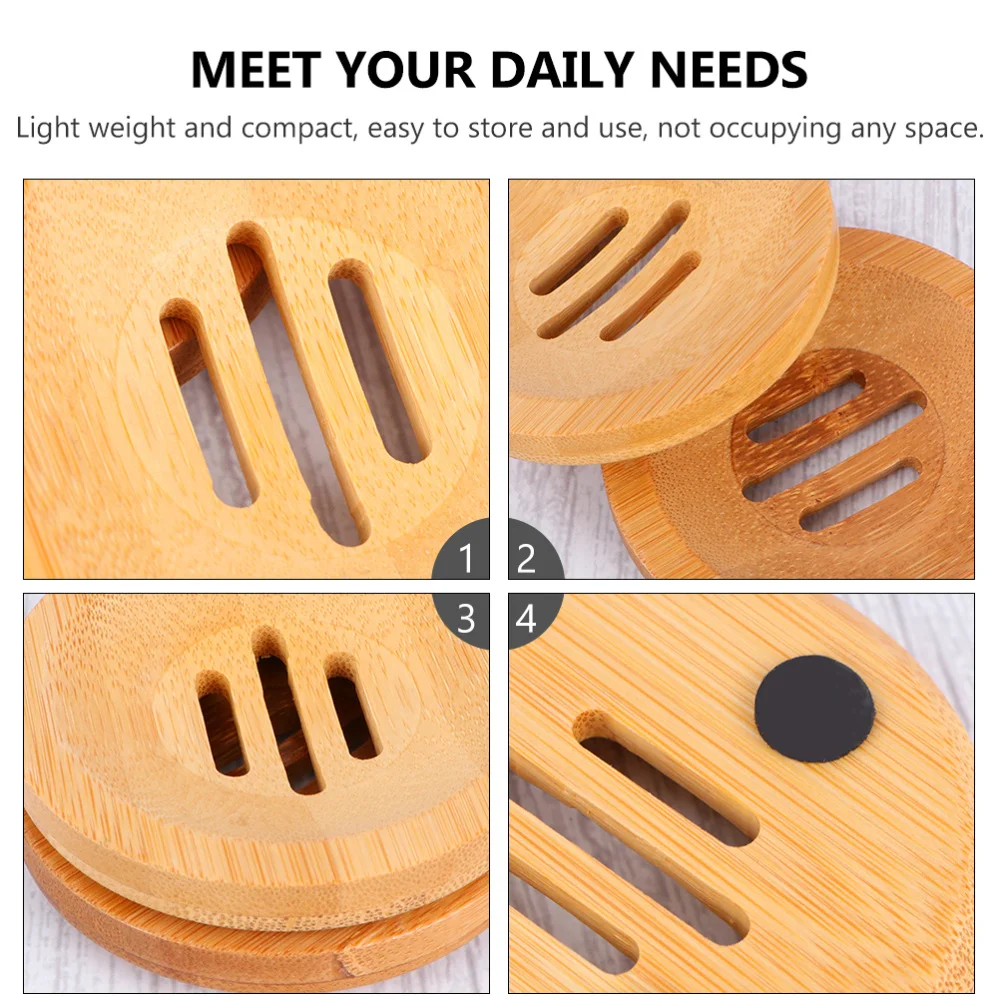 

3Pcs Bamboo Soap Dish Soap Placing Rack Soap Drying Tool Soap Case