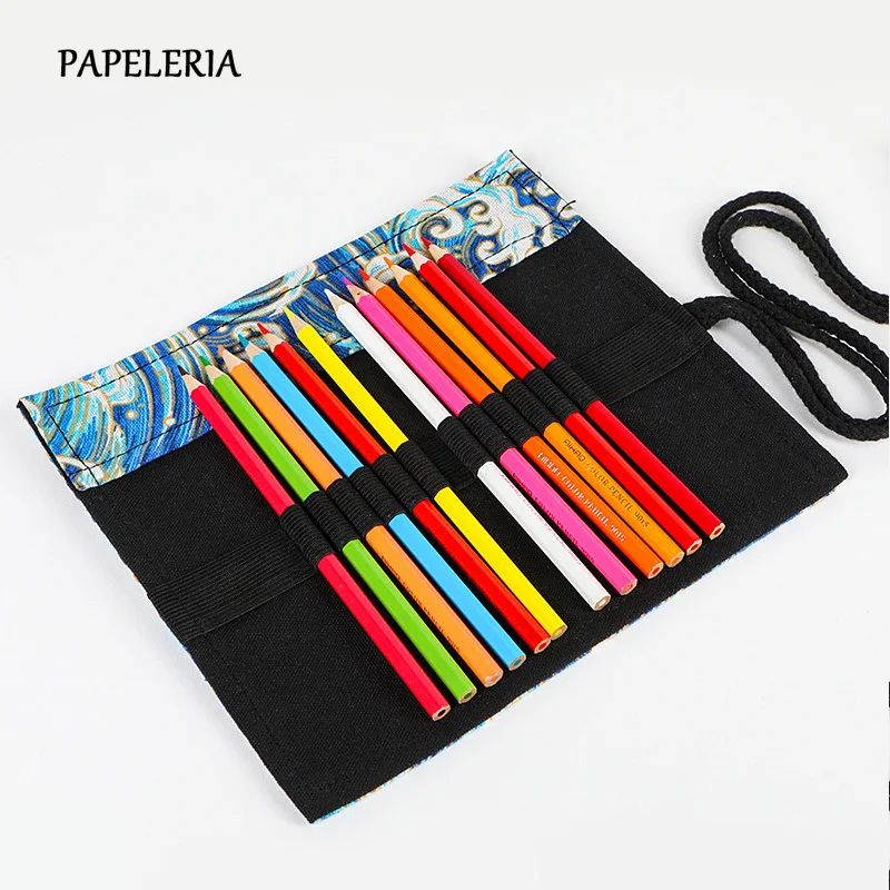 Милые школьные рулон Карандаш Чехол для девочек и мальчиков мило холст