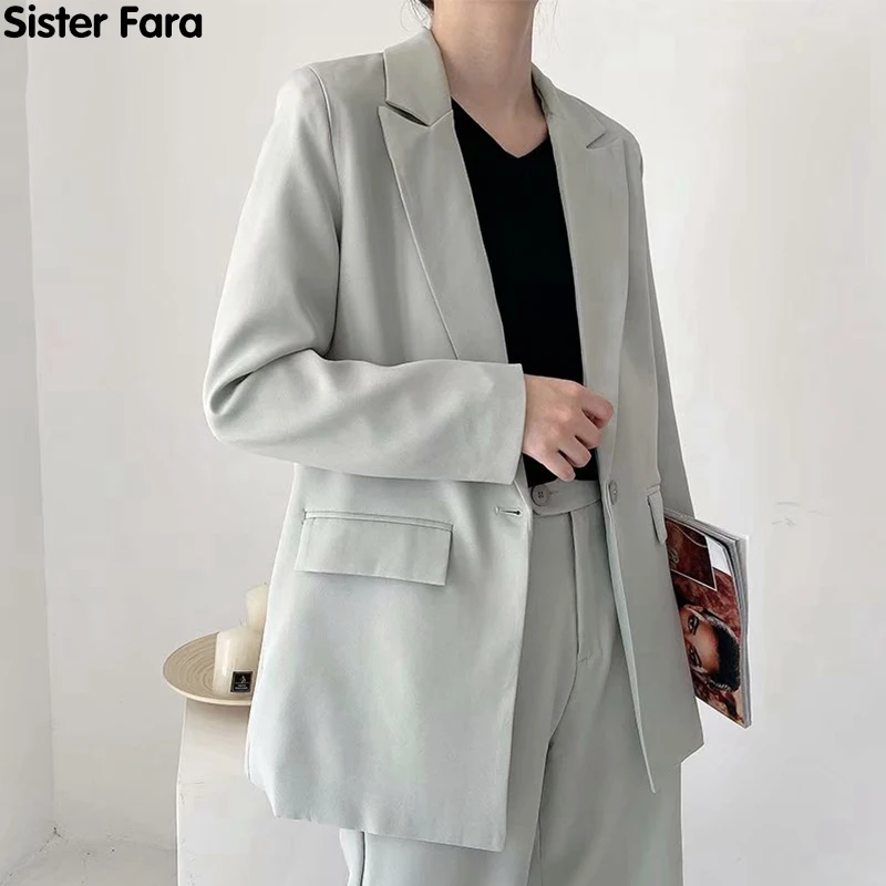 

Sister Fara New Elegant Women Sets Single Button Summer Blazer +Zipper Fly High Waist Solid Casual Shorts Women's Two Piece Suit